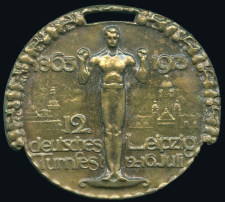 Stamp of Large Lots and Collections 1913 12th German Gymnastics event, Leipzig, brass 