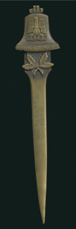 Stamp of Germany » German Empire » German Empire, 1933/45 Third Reich Letter opener, 186mm, brass, with Olympic Bell log