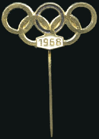 Stamp of Olympics » 1968 Mexico German Olympia Achievement stick-pin and certifica