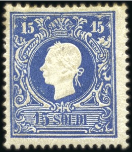 Stamp of Italian States » Lombardy Venetia 1857 15s Blue, type II, a marvellous fresh example
