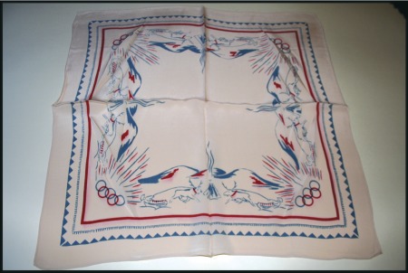 Stamp of Finland Scarf, 63x63cm, cream with red and blue design sho
