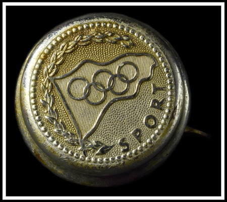 Stamp of Olympics Bicycle bell, 60mm, white metal plated iron, showi