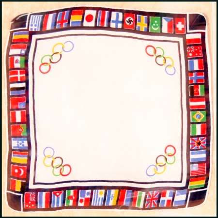 Stamp of Germany » German Empire » German Empire, 1933/45 Third Reich Handkerchief, 30x30cm, white with Olympic Rings in
