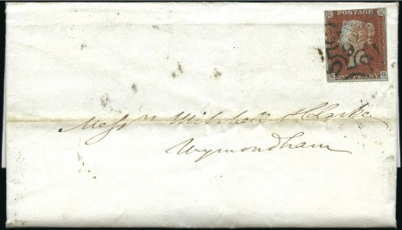 Stamp of Great Britain » 1841 1d Red 1844 (Feb 27) Mourning entire with 1841 1d Red, ju