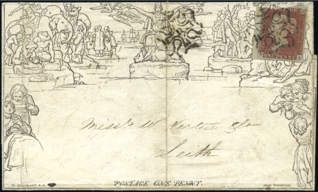 Stamp of Great Britain » 1840 Mulreadys & Caricatures 1843 (Apr 29) 1d Mulready lettersheet, stereo A35,