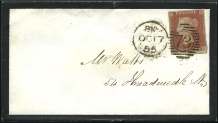 Stamp of Great Britain » 1841 1d Red Plate 176 FF with fine to huge margins, tied on mo