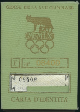 Stamp of Olympics » 1960 Rome 1960 Rome Identity Card for Vaclav Machek (the Cyc