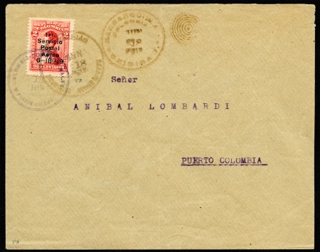 Stamp of Colombia 1919 (18 JUN) Flight Barranquilla to Puerto Colomb