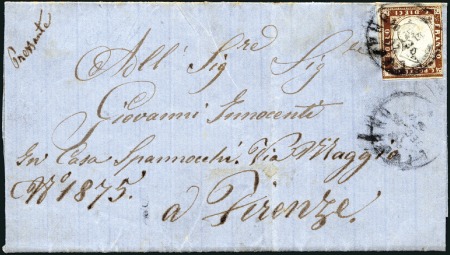 Stamp of Italian States » Sardinia Inverted Embossed Center Used on Cover
1855-63 10