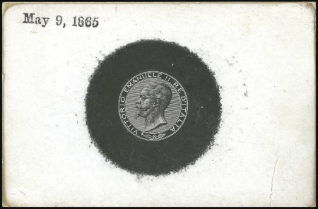 Stamp of Italy 1865 King Victor Emmanuel II essay die proof in bl