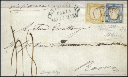 Stamp of Italian States » Naples NEAPOLITAN PROVINCES - Superb 50gr Usage on Cover