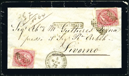Stamp of Egypt » Italian Post Offices 1872 (Jan 5) Mourning envelope sent registered fro