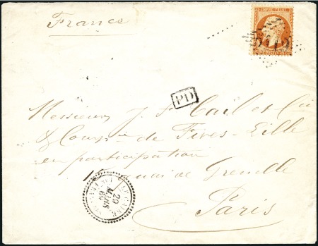Stamp of Egypt » French Post Offices 1869 (Mar 29) Envelope from Cairo to Paris with 18