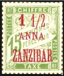 Stamp of Colonies françaises » Zanzibar (Poste française) 1897 Tirage spécial sur bristol pour l'exposition 