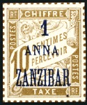 Stamp of Colonies françaises » Zanzibar (Poste française) 1897 Tirage spécial sur bristol pour l'exposition 