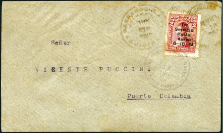 Stamp of Colombia 1919 (Jun 18) Flight Barranquilla to Puerto Colomb