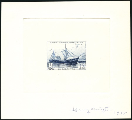 Stamp of Colonies françaises » St. Pierre et Miquelon 1947-56, Lot de 17 épreuves par Henry Cheffer (don