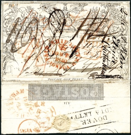 Stamp of Great Britain » 1840 Mulreadys & Caricatures 1840 (Aug 20) 1d Mulready lettersheet, stereo A14,