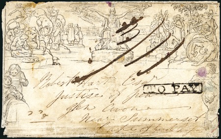 Stamp of Great Britain » 1840 Mulreadys & Caricatures 1841 (Feb 2) 1d Mulready envelope, stereo A163, se