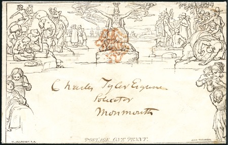 Stamp of Great Britain » 1840 Mulreadys & Caricatures 1d Mulready envelope, stereo A160, sent from JERSE