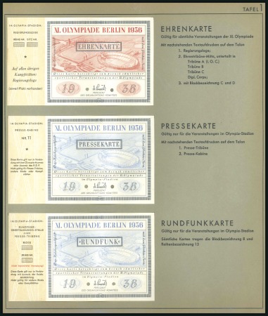 Stamp of Olympics » 1936 Berlin » Documents, Programmes, Tickets, etc. The Extremely Rare Ticket Album The Berlin 193