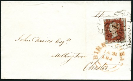 Stamp of Great Britain » 1841 1d Red 1843 (Jan 31) Lettersheet from Birkenhead to Chest