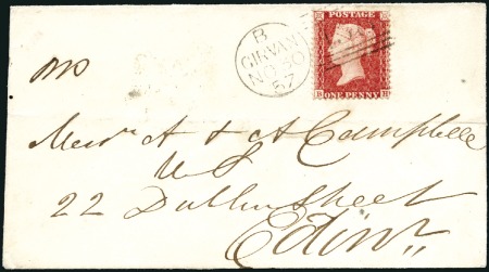 Stamp of Great Britain » 1854-70 Perforated Line Engraved 1857 (Nov 30) Envelope from Girvan to Edinburgh wi