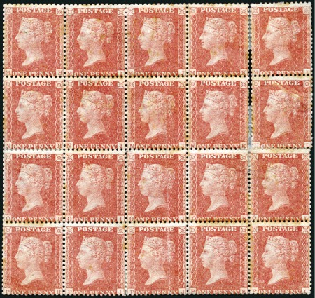 Stamp of Great Britain » 1854-70 Perforated Line Engraved 1d Pale Red pl.33 MH/PL mint og block reconstructe