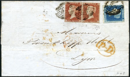Stamp of Great Britain » 1854-70 Perforated Line Engraved 1855 (Mar 8) Wrapper from London to Lyon, France,
