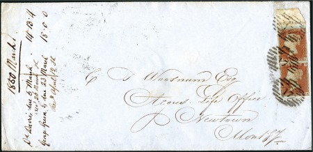 Stamp of Great Britain » 1841 1d Red 1850 (Feb 28) Envelope from London to Newton with