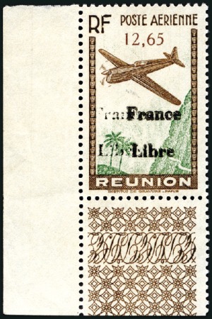 Stamp of Colonies françaises » Réunion 1943 Poste Aérienne 12F65 avec DOUBLE SURCHARGE Fr