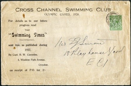 Stamp of Netherlands "Cross Channel Swimming Club / Olympic Games, 1928