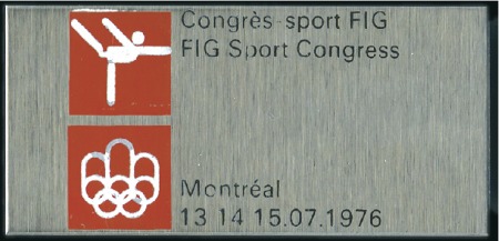 Stamp of Olympics » 1976 Montreal FIG Sport Congress pin badge, with Games logo at l