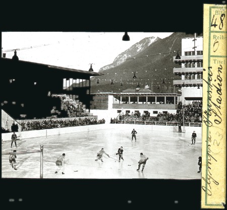 Stamp of Olympics » 1936 Garmisch-Partenkirchen Glass slide depciting an ice hockey match at the O