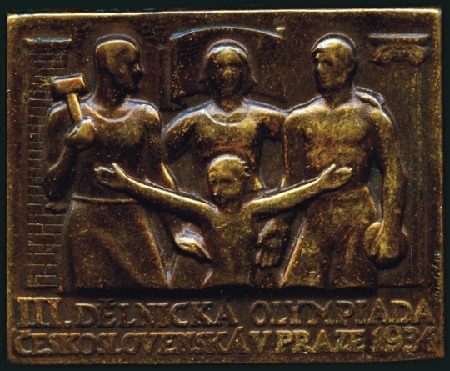 Stamp of Large Lots and Collections 1934 Third Workers' Olympiad, Prague 1934. Pin bad