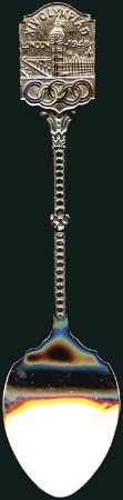 Stamp of Great Britain Spoon, 116mm, silvered with Games logo at the top,