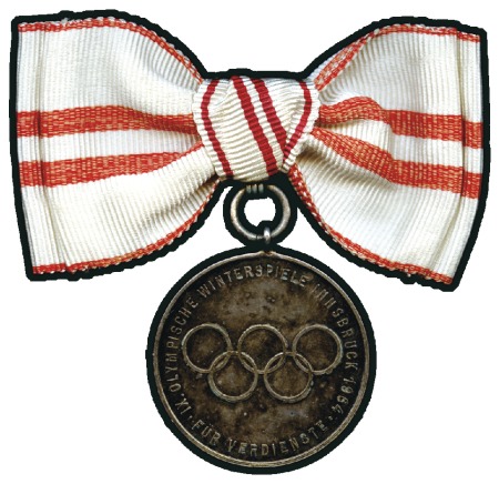 Stamp of Olympics » 1964 Innsbruck Official merit medal, 34mm, silvered, with Olympic