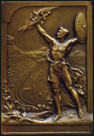 Stamp of Olympics Commemorative winner's plaque, 49x70mm, bronze by 