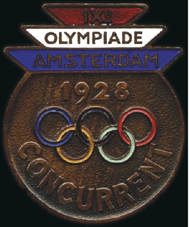 Stamp of Olympics Athlete's participation badge, 30x36mm, bronze wit