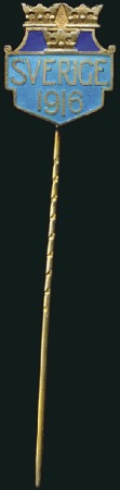 Stamp of Sweden Swedish fund raising stick-pin, 16x18mm, hallmarke