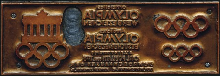 Stamp of Olympics Official advertising handstamp, coppered lead, 96x