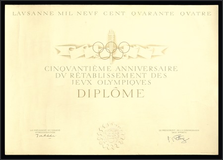 Stamp of Olympics » 1944 Jubilee Diploma: 50th Anniversary of the Re-establishment 