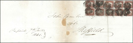 Stamp of Great Britain » 1840 1d Black and 1d Red plates 1a to 11 1841 1d Red pl.1b, 1c and 1d  PB-TC block of 10 on