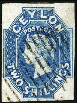 Stamp of Ceylon 1857-59 2s Dull Blue with good to very large margi