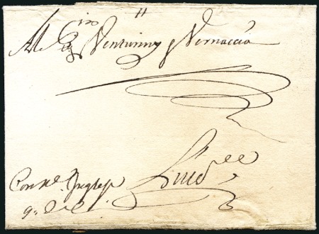 Stamp of Egypt » Early Letters 1689 Entire from Alexandria to Livorno, signed by