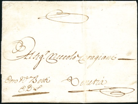 Stamp of Egypt » Early Letters 1721 Entire from Alexandria via Cyprus to Venice,