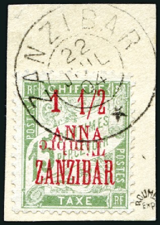 Stamp of Colonies françaises » Zanzibar (Poste française) 1904 ERREUR "Timbre" RENVERSÉ au milieu sur 1 1/2a