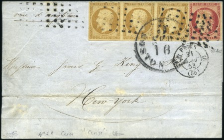 Stamp of France 1849 1F carmin CERISE avec belles marges + Préside