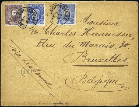 Stamp of Belgian Congo » 1886 Léopold II Rare Affranchissement Mixte
25c bleu ensemble a
