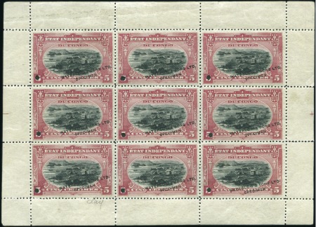 Stamp of Belgian Congo » Congo Belge 1894 « Mols » - Timbres 5c épreuve publicitaire en feuillet de 9 exemplair